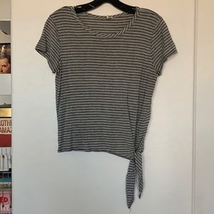 OLIVIA RAE GRAY STRIPED SHORT WITH TIE: NAME A PRICE AND I WILL AGREE